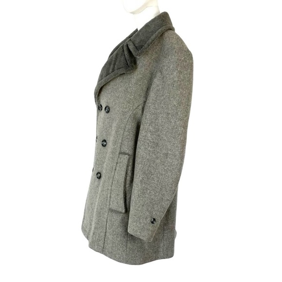 VINTAGE MENS FLEECE LINED DOUBLE BREASTED WOOL OVERCOAT 1970’s SZ 44 - Picture 5 of 11